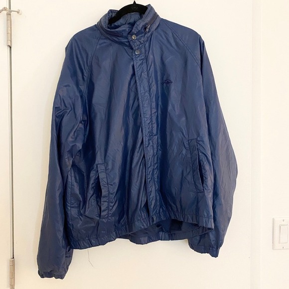 Vintage Sears Braggin Dragon Logo Navy Blue Nylon Grandpa Jacket Full Zip Men XL - Picture 9 of 9